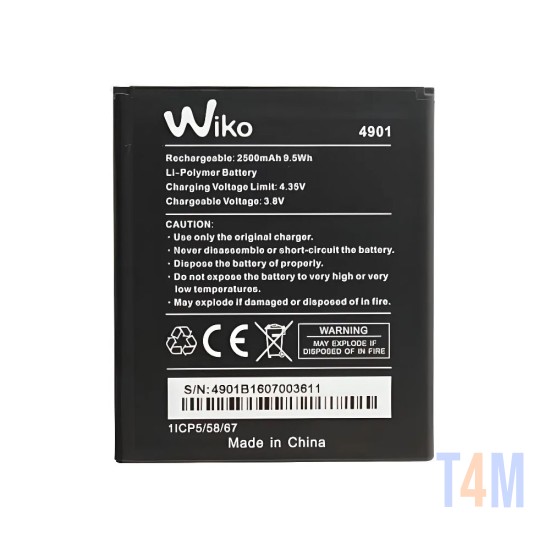 BATERIA WIKO TOMMY/TOMMY 2 (4901) 3.8V/9.5WH/LI-ON 2500MAH